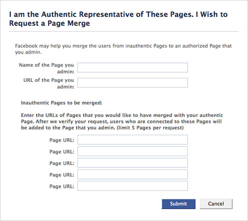 Facebook : Fusion de pages