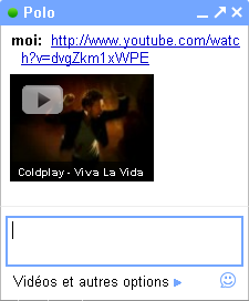 Gmail chat : Miniature pour les vidéos YouTube