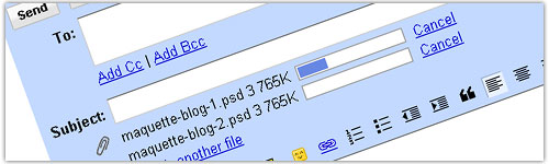 Gmail : Pièces jointes multiples et barres de progression