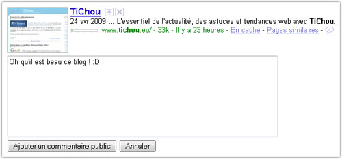 SearchWiki sur Google France