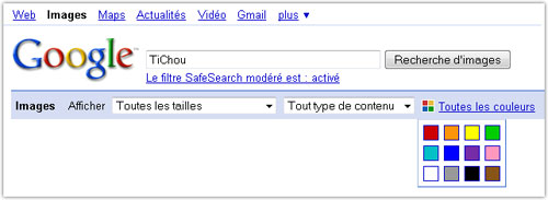 Google Images : Sélecteur de couleurs