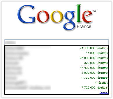 Google Suggest : Un résultat