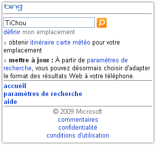 Bing : Version mobile