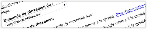 Google : Demande de réexamen de site