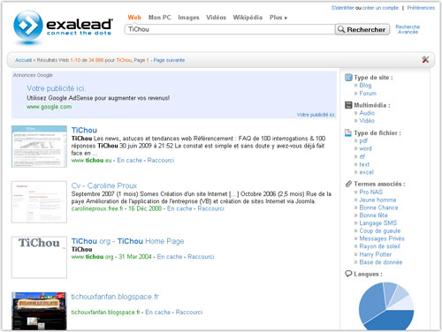 Exalead : Nouvelle interface