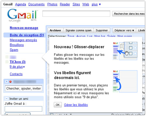 Gmail : Libellés