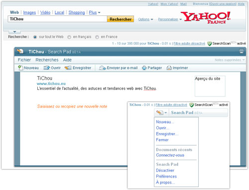 Yahoo : Search Pad