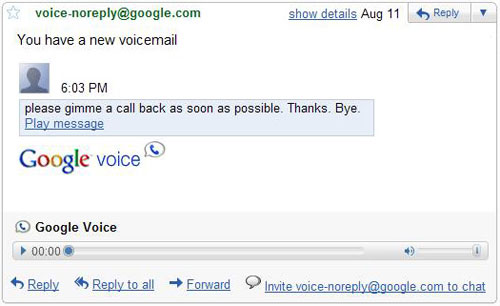 Gmail : Google Voice (voicemail)