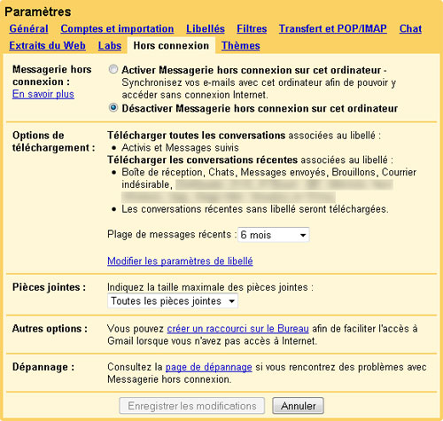 Gmail : Hors Connexion (plage)