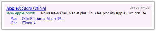 Google : Ancienne annonce