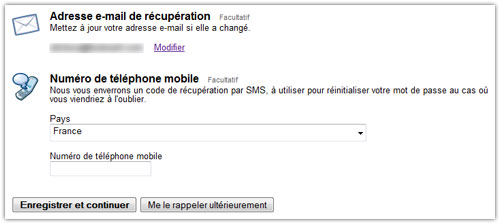 Google Comptes : Récupération par email ou téléphone portable