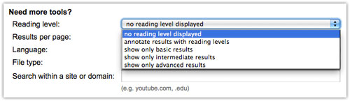 Google Advanced Search : Reading Level