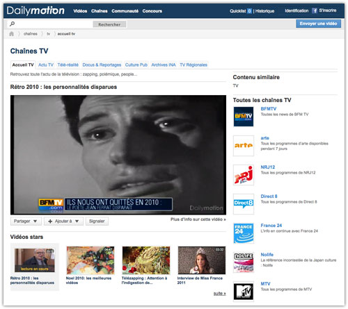 Dailymotion : Chaînes TV