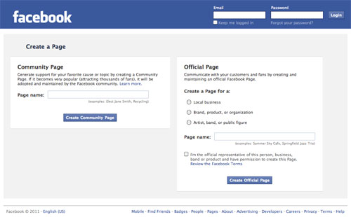 Facebook : Création de page communauté et officielle