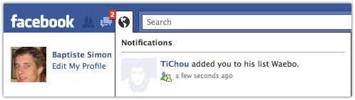 Facebook : Notification d'ajout dans une liste