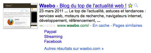 Résultat Google : Etoile (favoris) & loupe