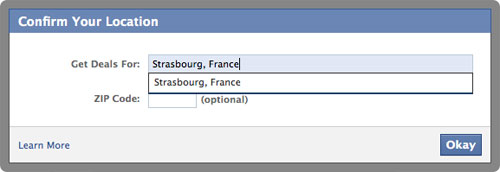 Facebook Deals : Localisation