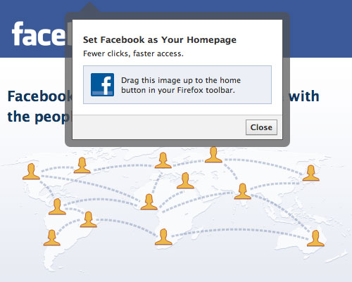 Facebook : Page d'accueil du navigateur