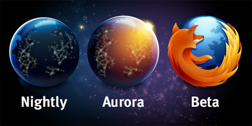 Logos Firefox : Nighly, Aurora & beta