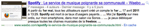 Google : Commentaires de blog