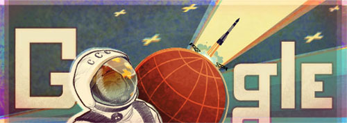 Google : Doodle du 50ème anniversaire du premier homme dans l'espace (Youri Gagarine)