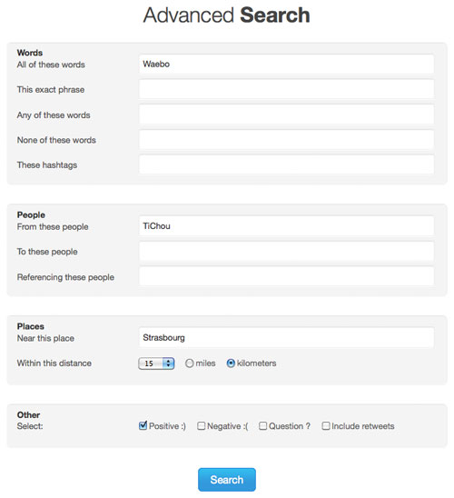 Twitter : Advanced Search