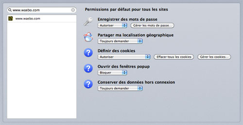 Firefox 6 : Gestion des permissions