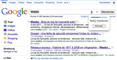 Google : Reconnaissance vocale