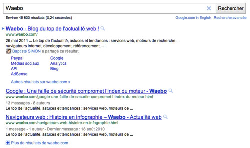 Snippet Google : URL entre titre et description
