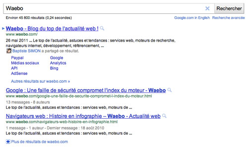 Snippet Google : URL entre titre et description