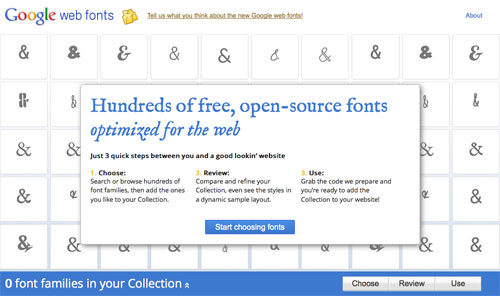 Google Web Fonts : Accueil