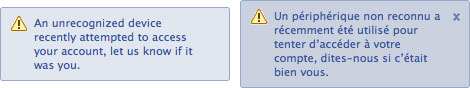 Facebook : Unrecognized device - Périphérique non reconnu