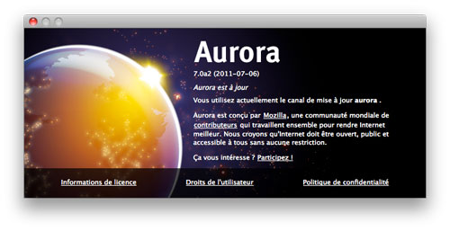 Firefox 7 : Canal Aurora