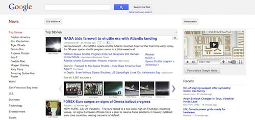 Google News v2 : Interface utilisateur