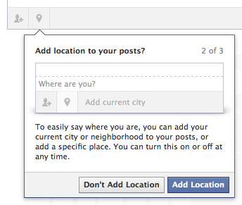 Facebook : Statut - Localisation