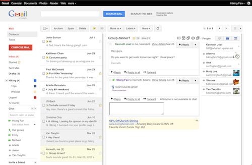 Gmail : Volet d'apercu