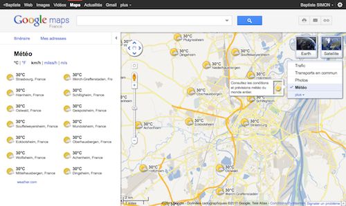 Google Maps : Météo