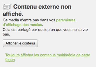 Twitter : Contenu externe non affiché