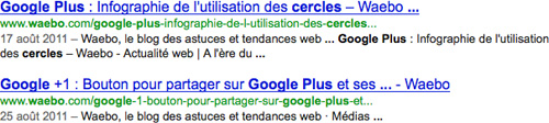 Google : Impression de deux résultats