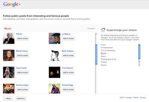 Google Plus : Suggestions de personnes/comptes