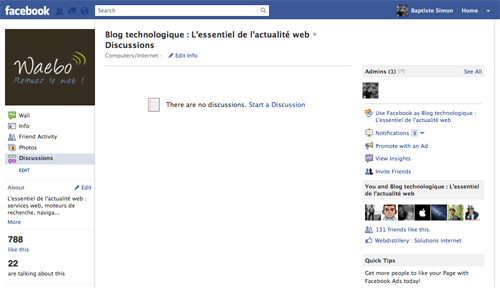 Facebook : Discussions