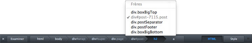 Firefox : Outils pour développeurs - Breadcrumb