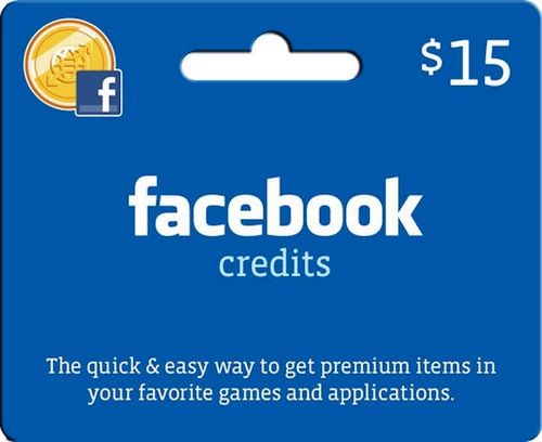 Facebook Credits : Cartes cadeaux prépayées