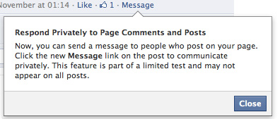 Facebook : Respond Privately to Page Comments and Posts