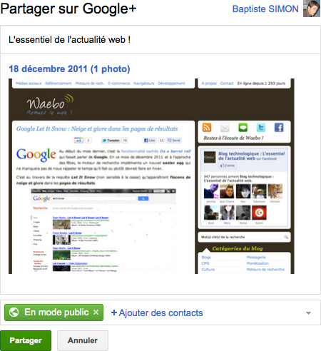 Gmail : Partage de pieèces jointes sur Google+