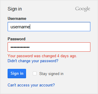 Google : The password was changed