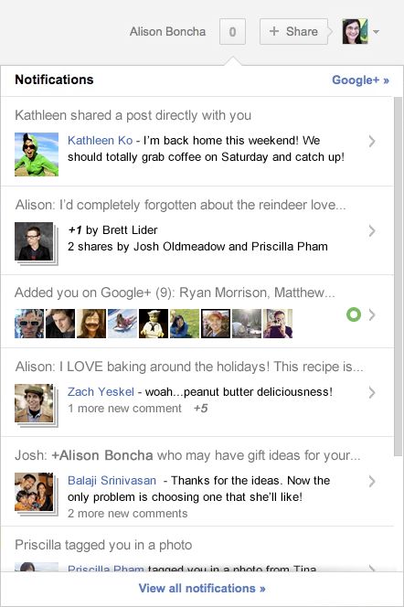 Google Plus : Notifications